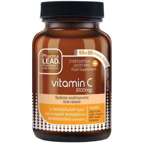 Pharmalead Vitamin C 1000mg Συμπλήρωμα Διατροφής με Βιταμίνη C για την Ομαλή Λειτουργία του Ανοσοποιητικού Συστήματος 90tabs